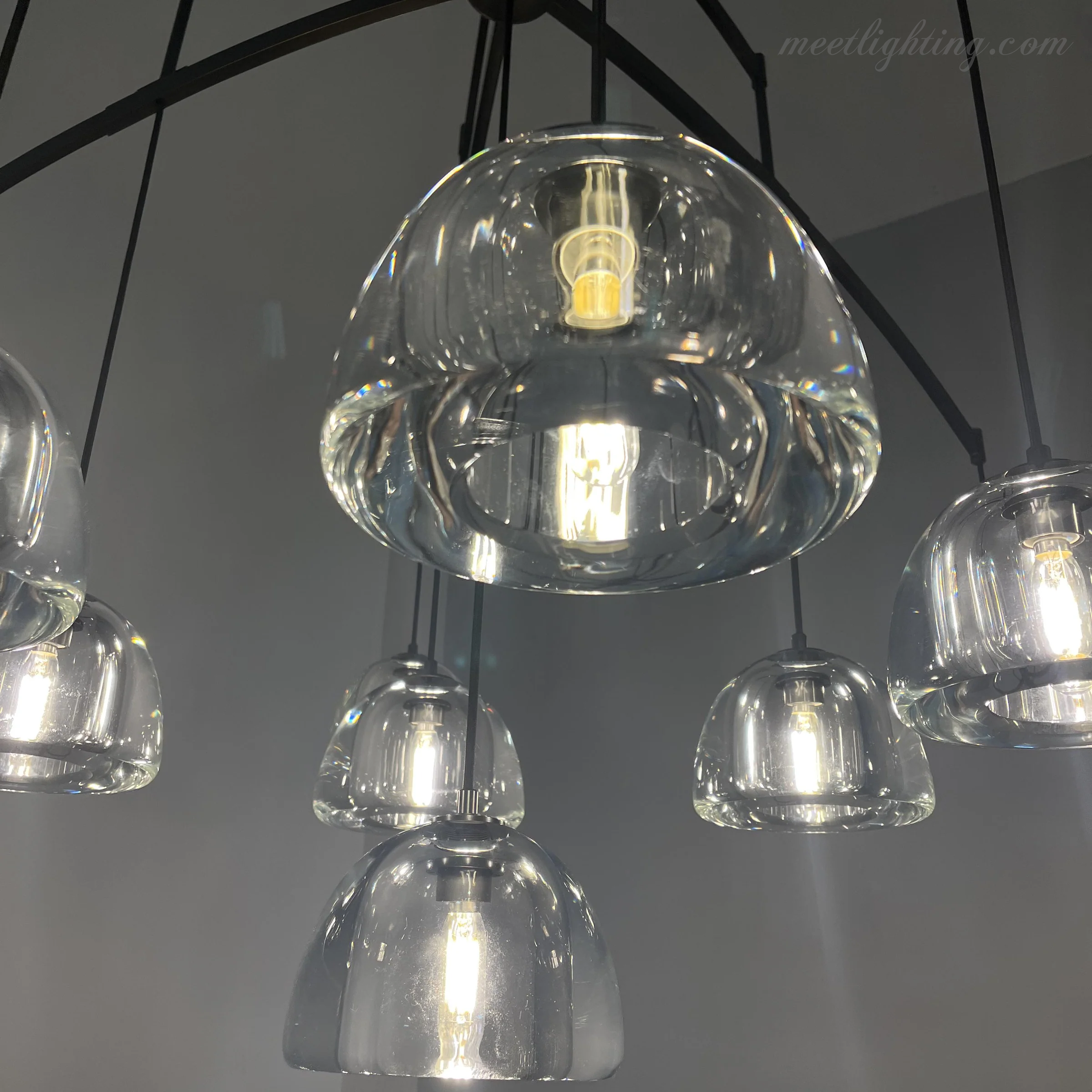 Hemisphere Modern Glass Linear Chandelier 72''-MEET LIGHTING