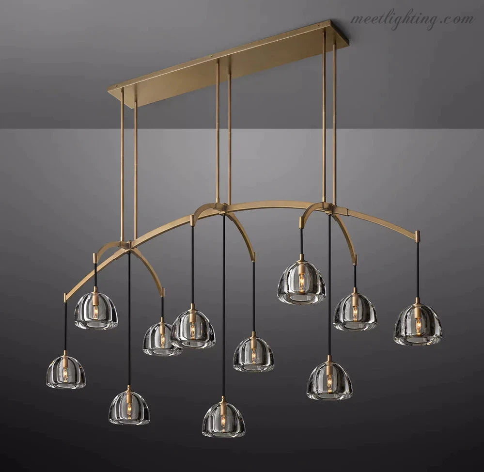 Hemisphere Modern Glass Linear Chandelier 72''-MEET LIGHTING