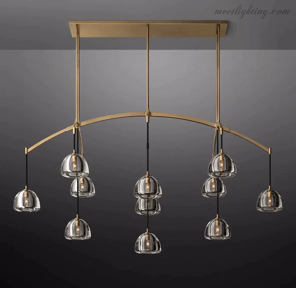 Hemisphere Modern Glass Linear Chandelier 72''-MEET LIGHTING