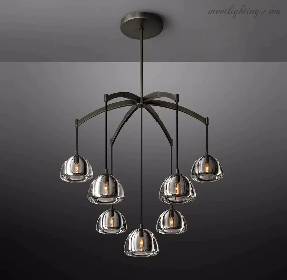 Hemisphere Modern Glass Round Chandelier 36''-MEET LIGHTING