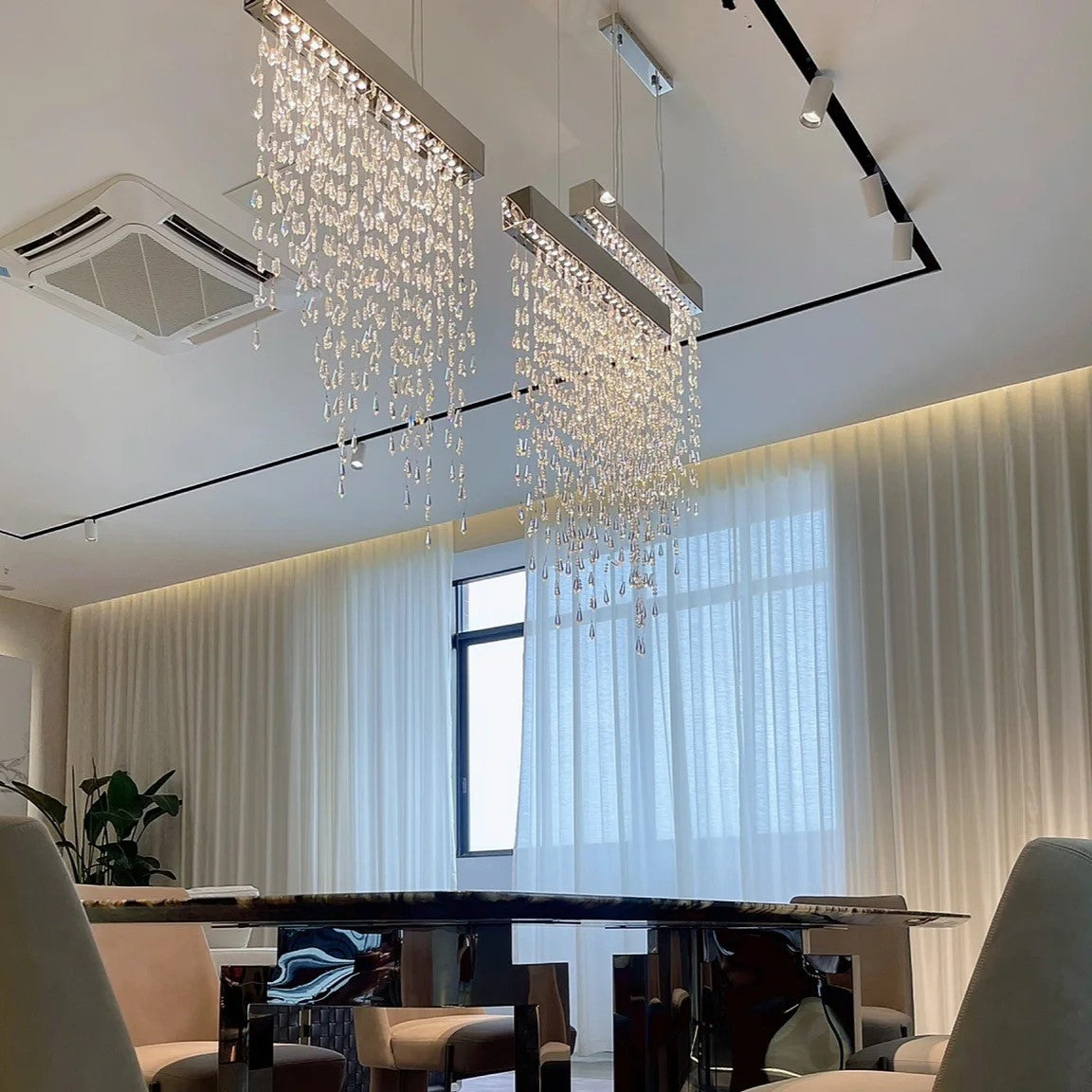 Modern Creative Waterfall Tassel Crystal Chandelier for Dining Room/Kitchen Island-MEET LIGHTING