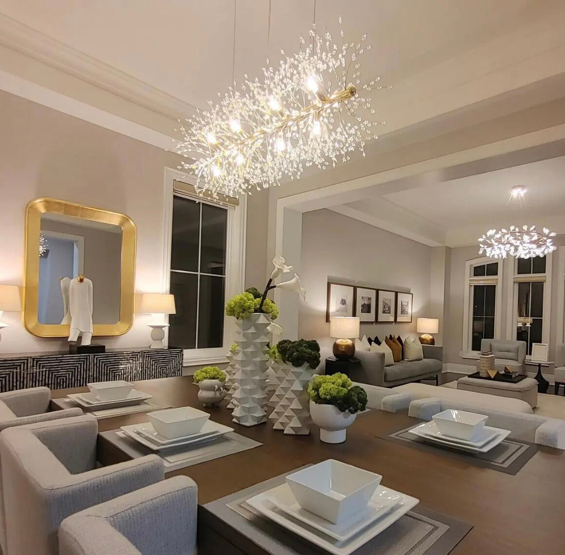 Dandelion Crystal Chandelier Light Firefly/ Glowworm Hanging Lamp Pendant For Rectangle Dining Room-MEET LIGHTING