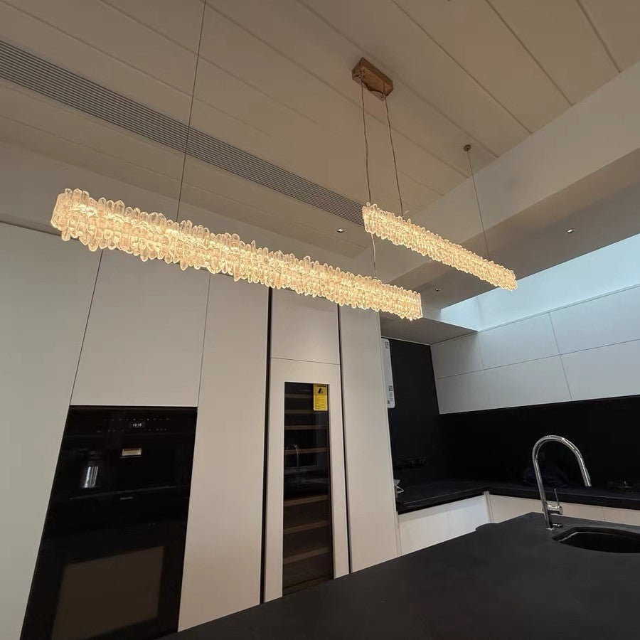 Modern Style Linear Natural Crystal Chandelier-MEET LIGHTING