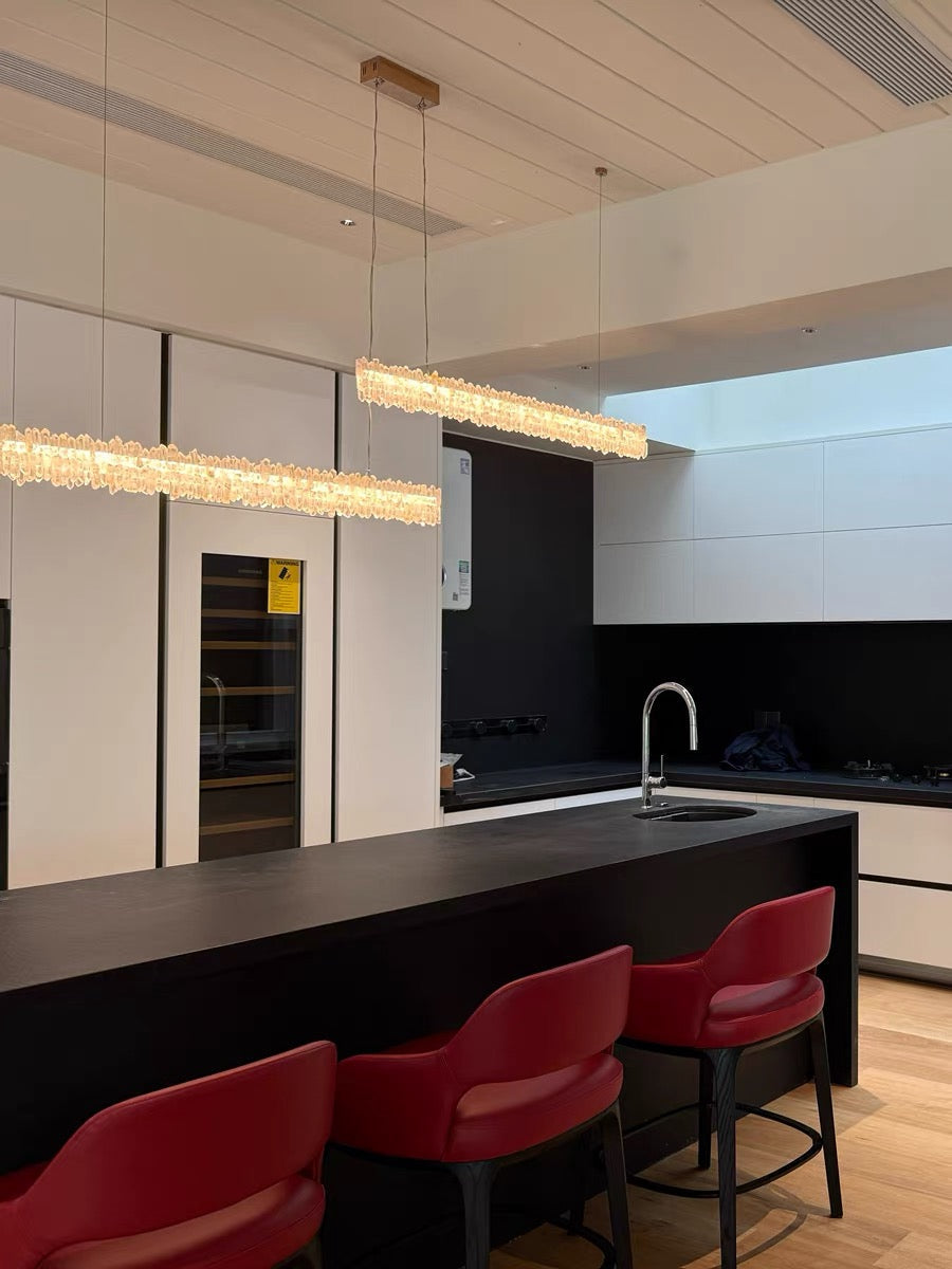 Modern Style Linear Natural Crystal Chandelier-MEET LIGHTING