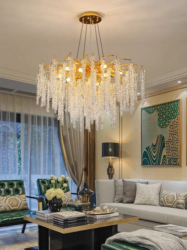 Branch Style Ceiling Light Crystal icicle Chandelier For Dining Table for Modern Home-MEET LIGHTING