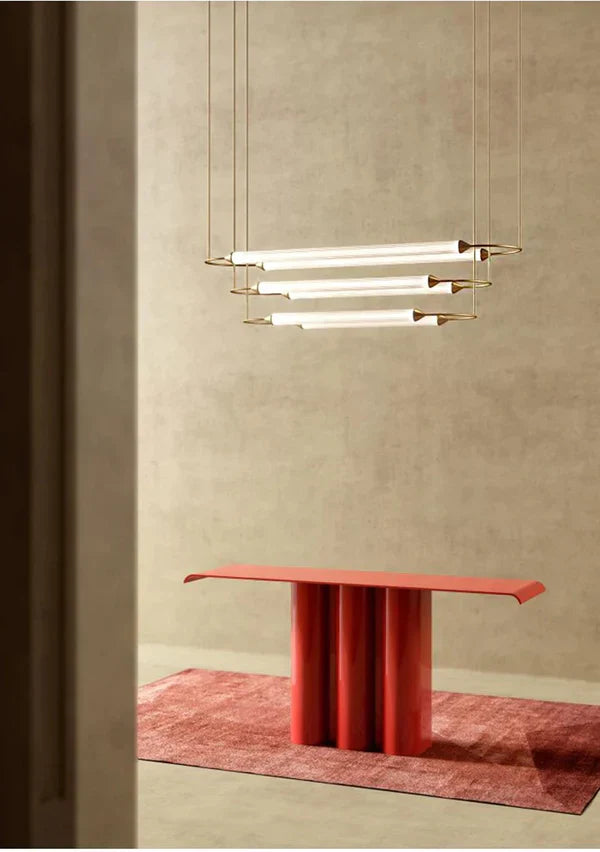 Minimalism Brass Ellipse Horizontal LED Chandelier for Kitchen Island/Dining Room-MEET LIGHTING