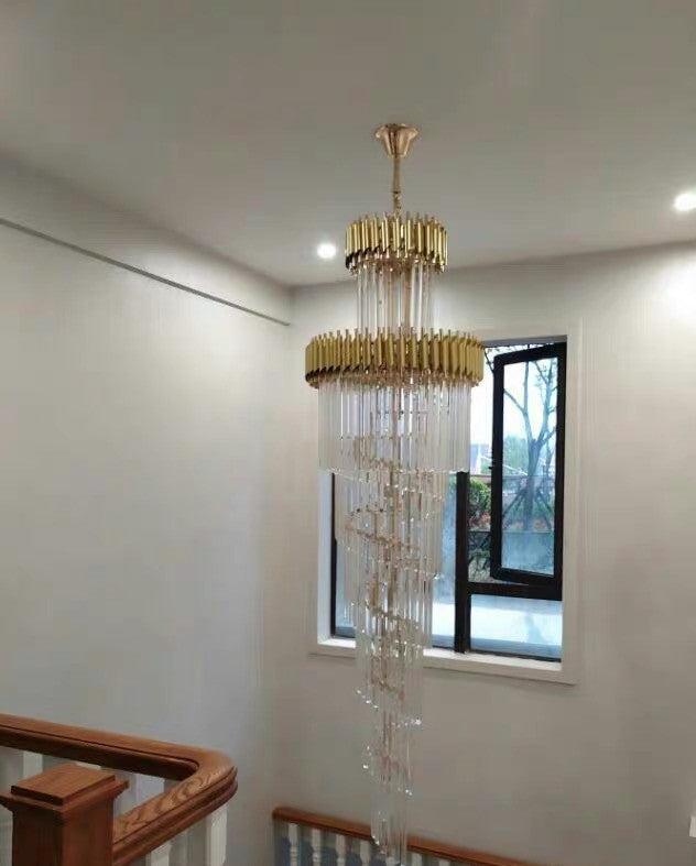 Spiral Crystal Chandelier For Foyer/ Staircase-MEET LIGHTING