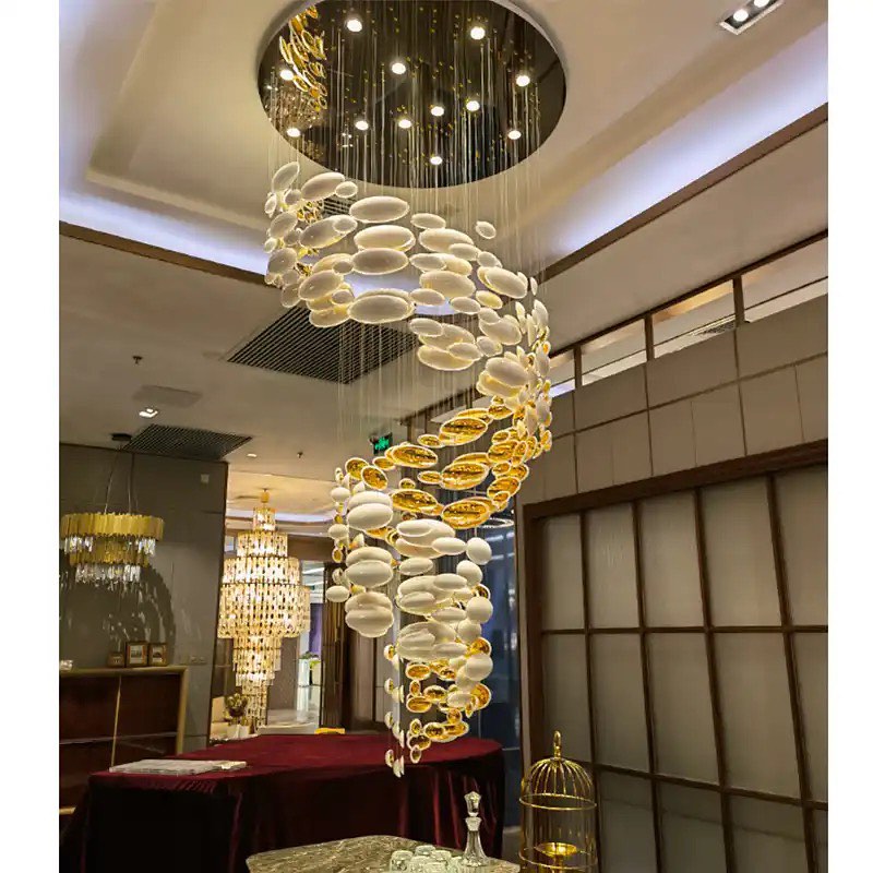 Modern Artistic Unique Golden Dragon Egg Chandelier for Staircase/ Sales Center/ Hotel-MEET LIGHTING