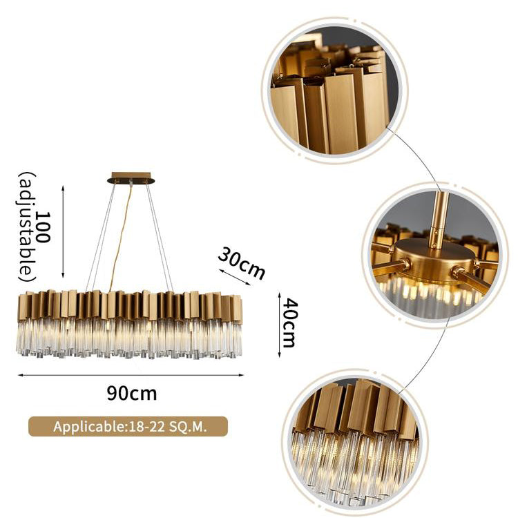 Kubica Oval Crystal Chandelier-MEET LIGHTING