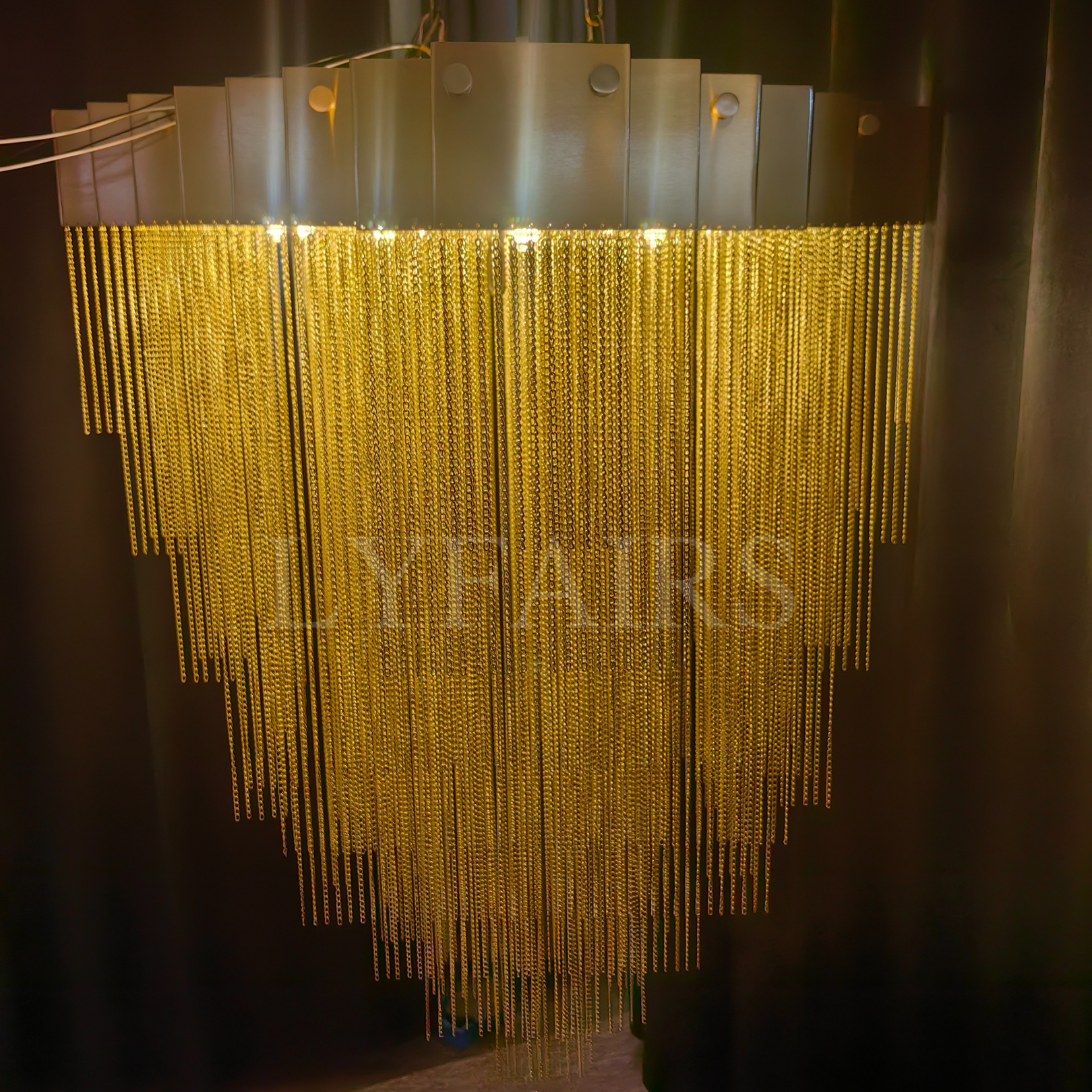 Extra Large Multi-tier Aluminum Tassel Chain Art Chandelier for Villa/Stairs/Foyer/Living Room-MEET LIGHTING