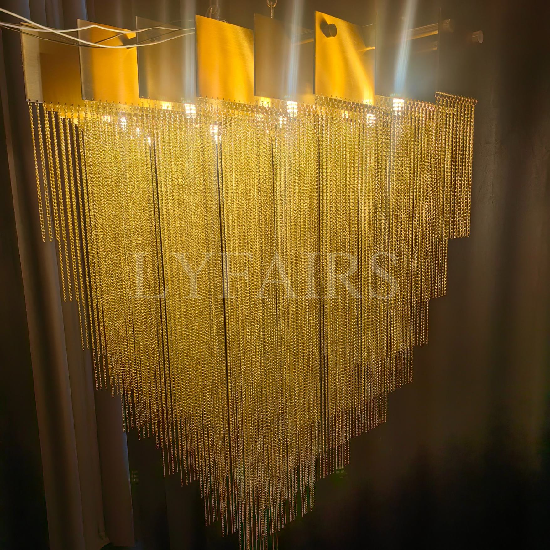 Extra Large Multi-tier Aluminum Tassel Chain Art Chandelier for Villa/Stairs/Foyer/Living Room-MEET LIGHTING