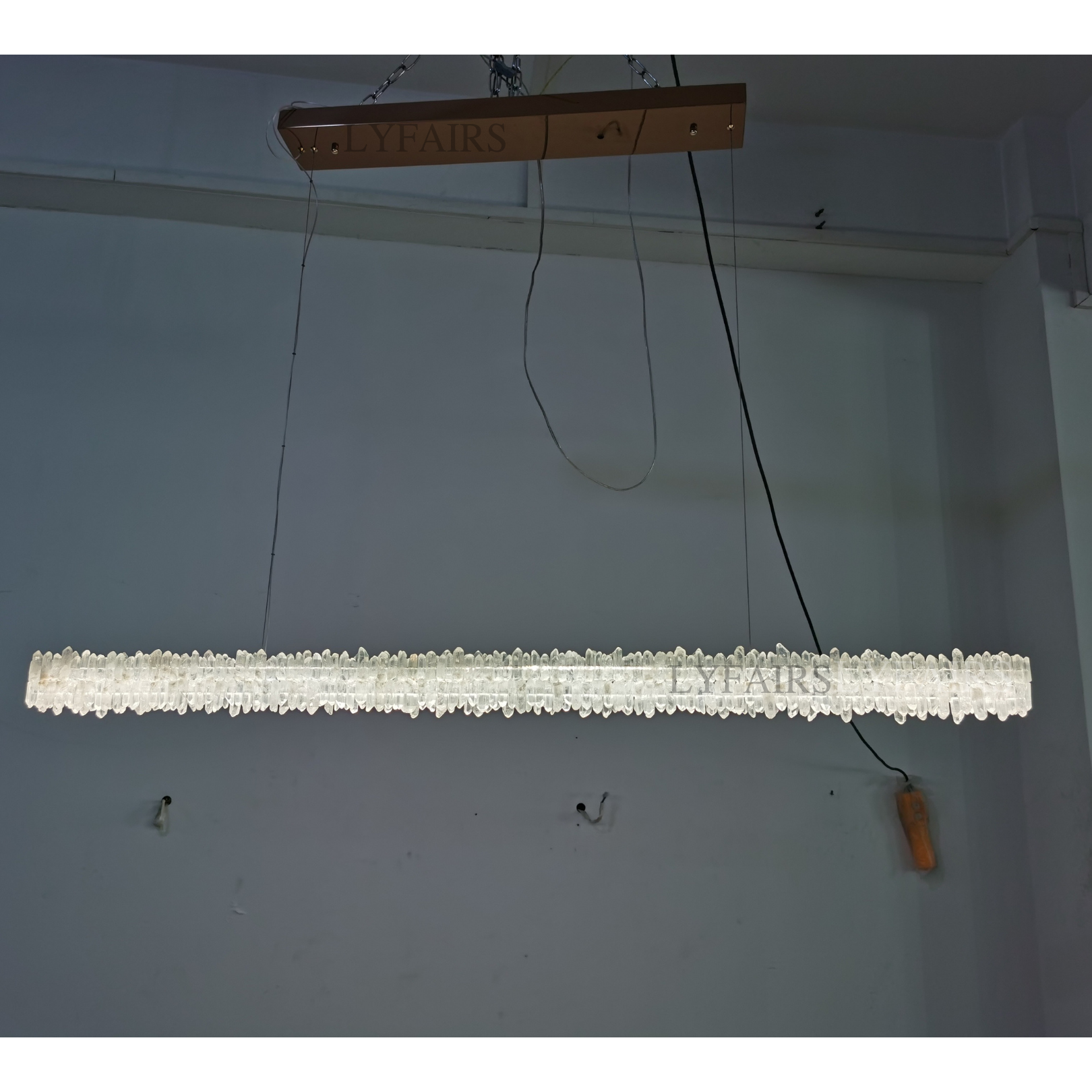 Modern Style Linear Natural Crystal Chandelier-MEET LIGHTING