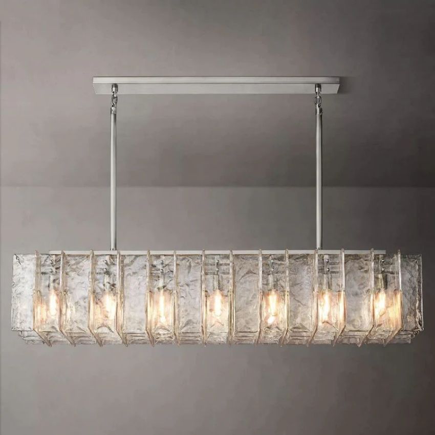 Lattic Clear Glass Rectangular Chandelier 67"-MEET LIGHTING