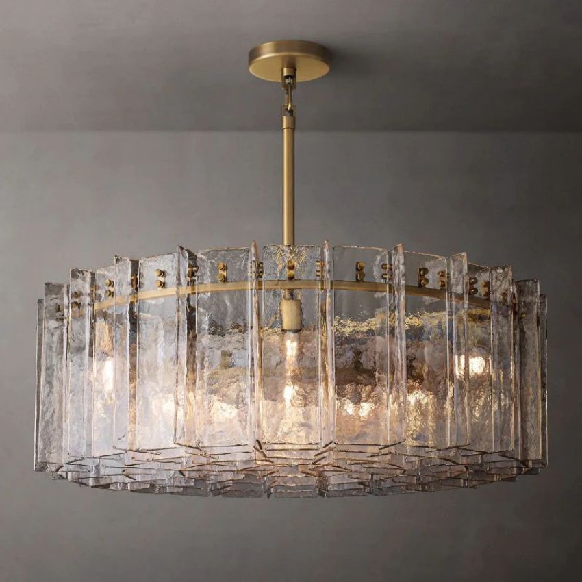 Lattic Clear Glass Round Chandelier 48"-MEET LIGHTING