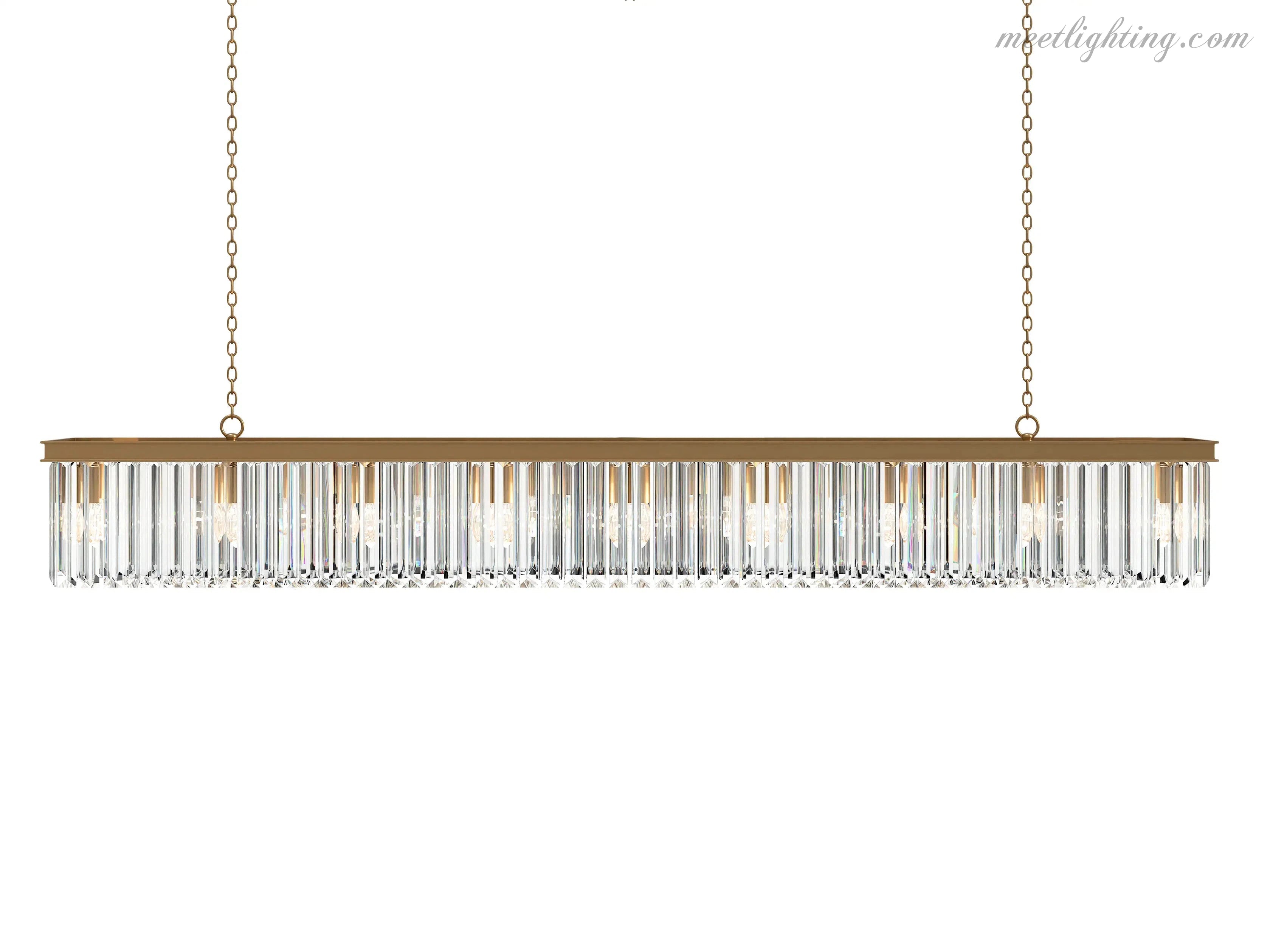Leyland Rectangular Crystal Chandelier-MEET LIGHTING