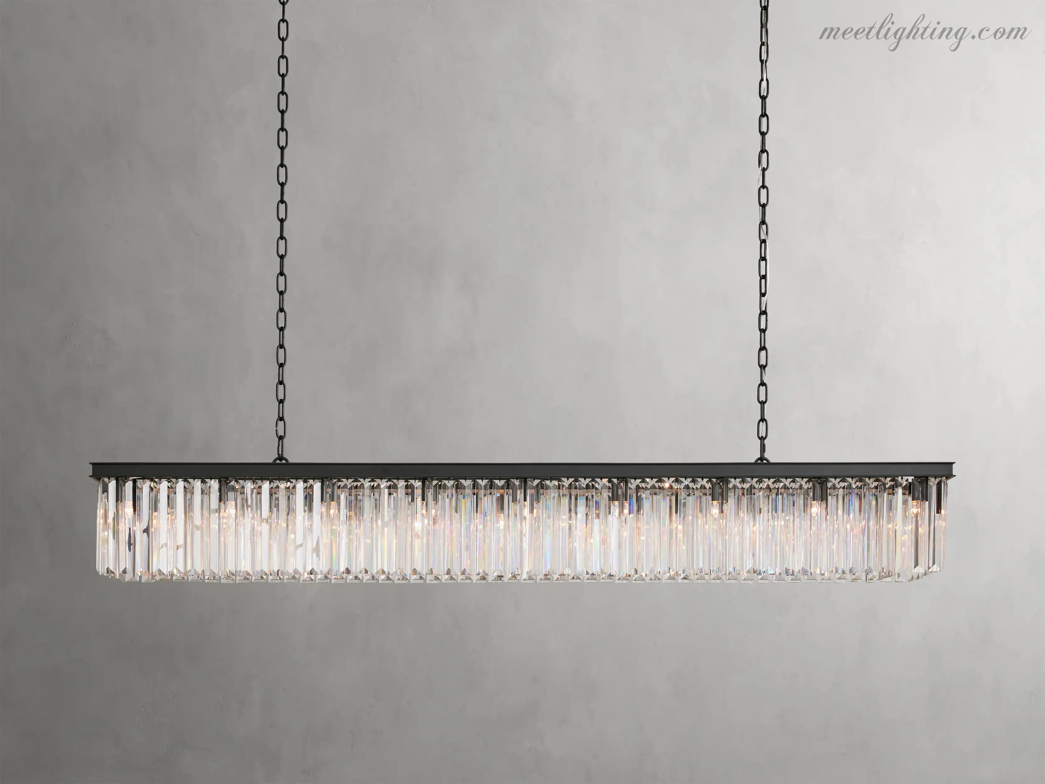 Leyland Rectangular Crystal Chandelier-MEET LIGHTING