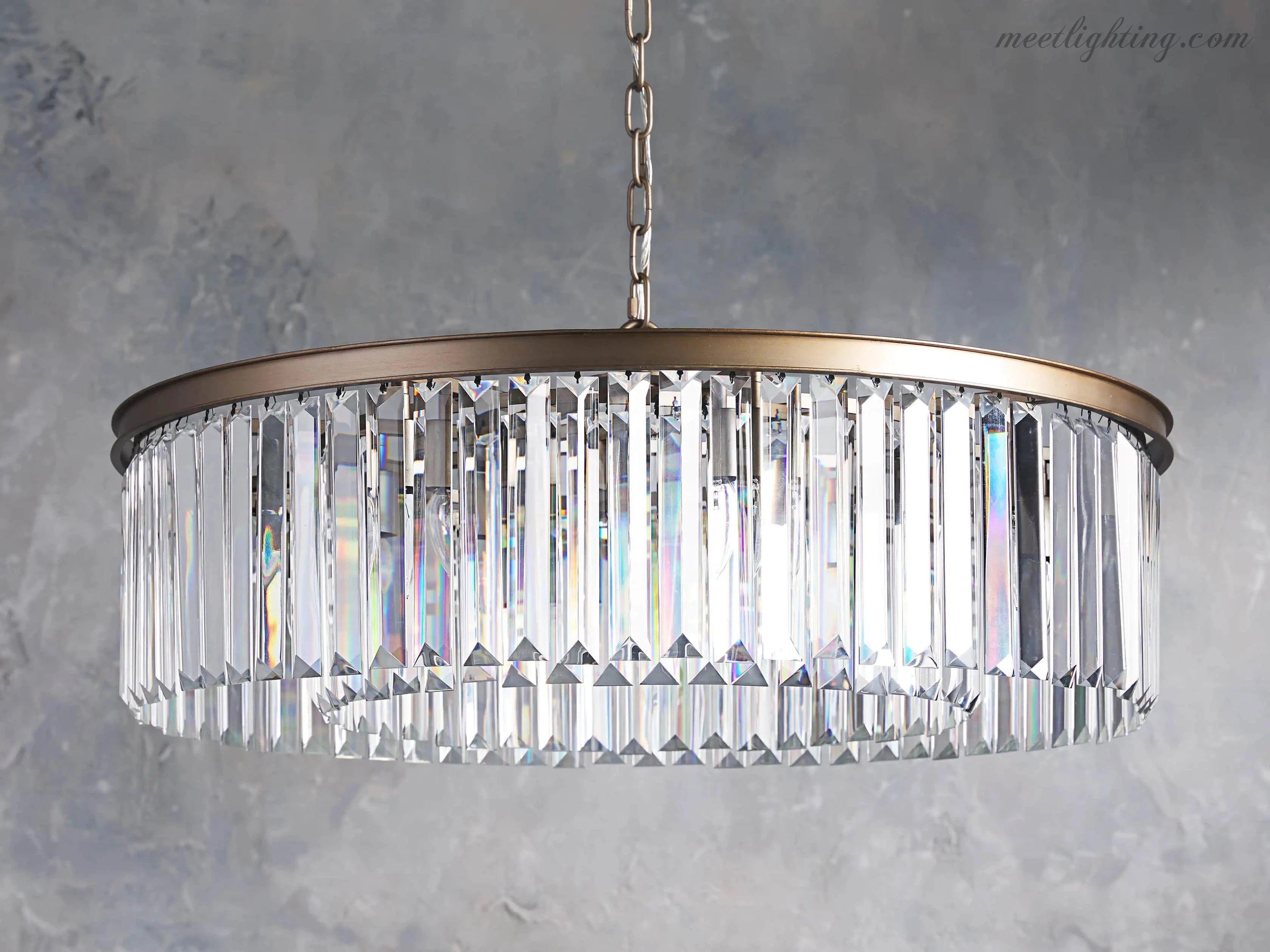 Leyland Round Crystal Chandelier-MEET LIGHTING