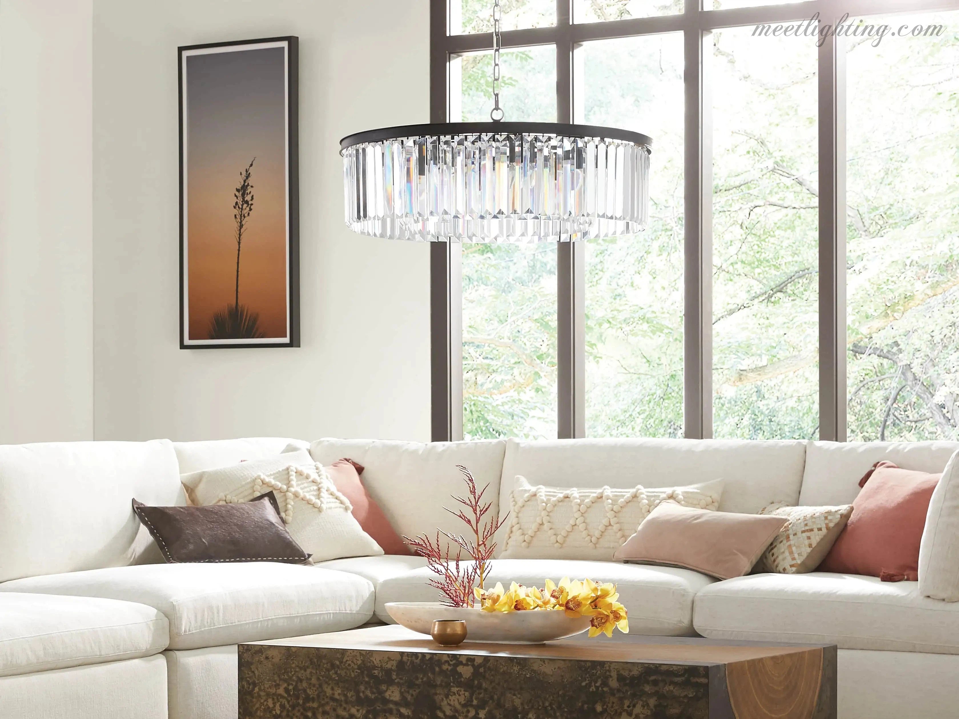 Leyland Round Crystal Chandelier-MEET LIGHTING