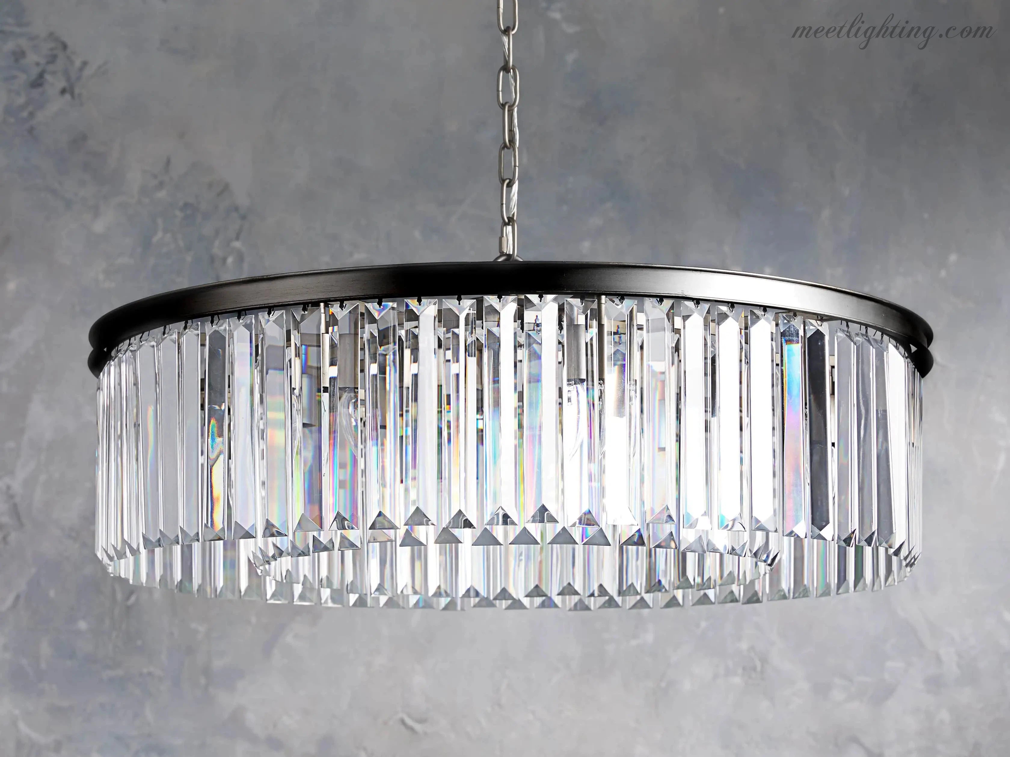 Leyland Round Crystal Chandelier-MEET LIGHTING