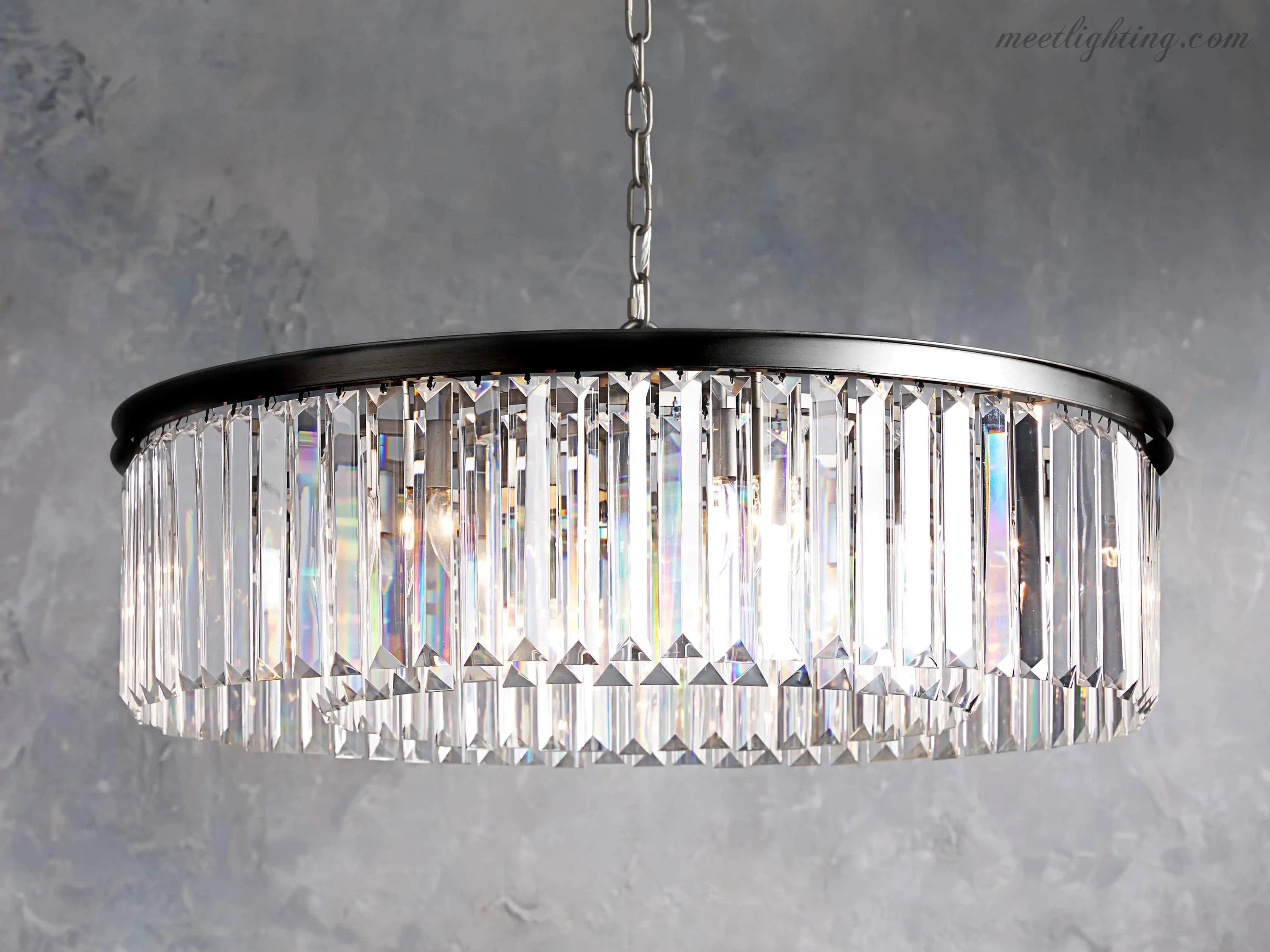 Leyland Round Crystal Chandelier-MEET LIGHTING