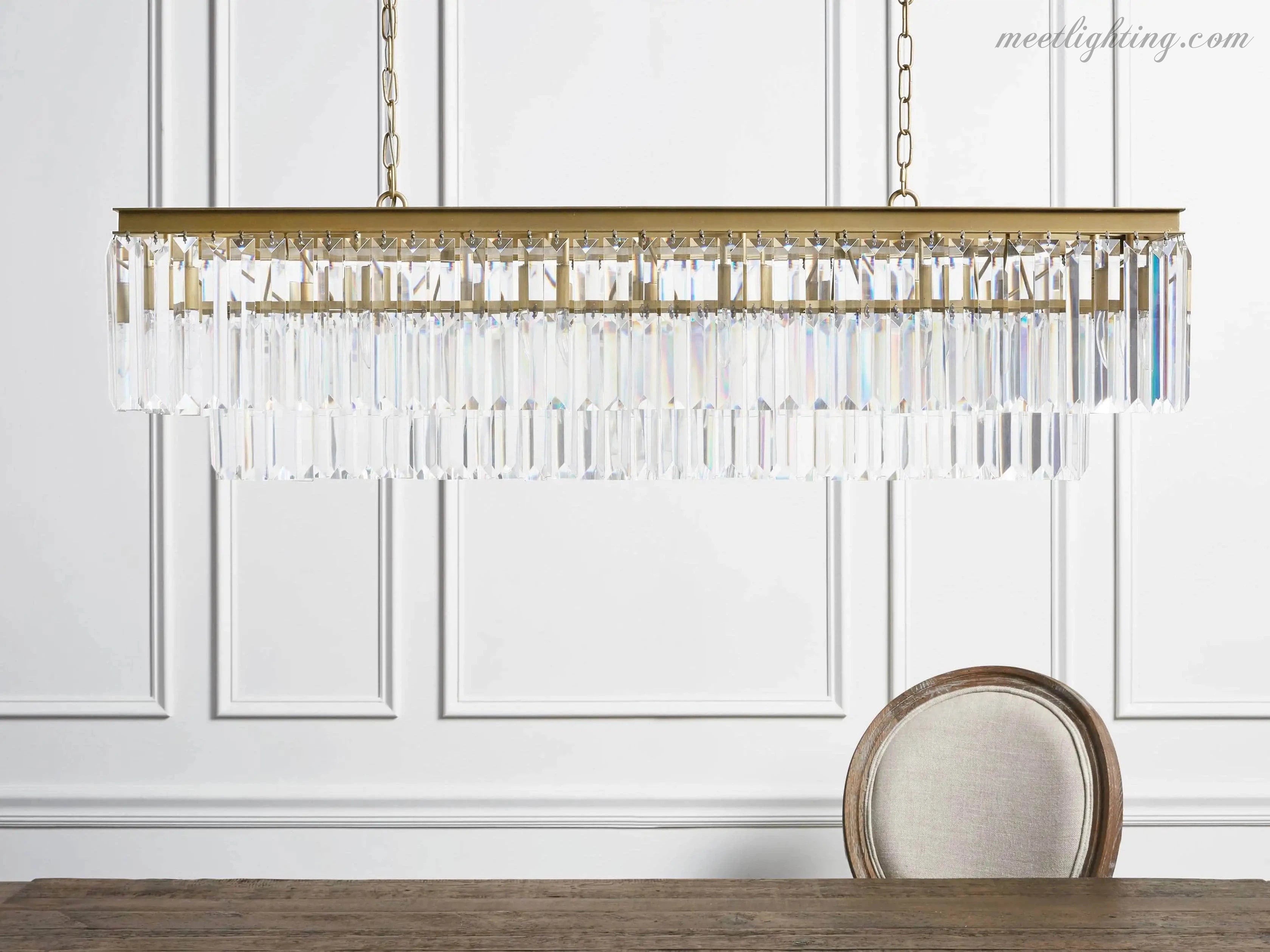 Leyland Tiered Rectangular Crystal Chandelier-MEET LIGHTING