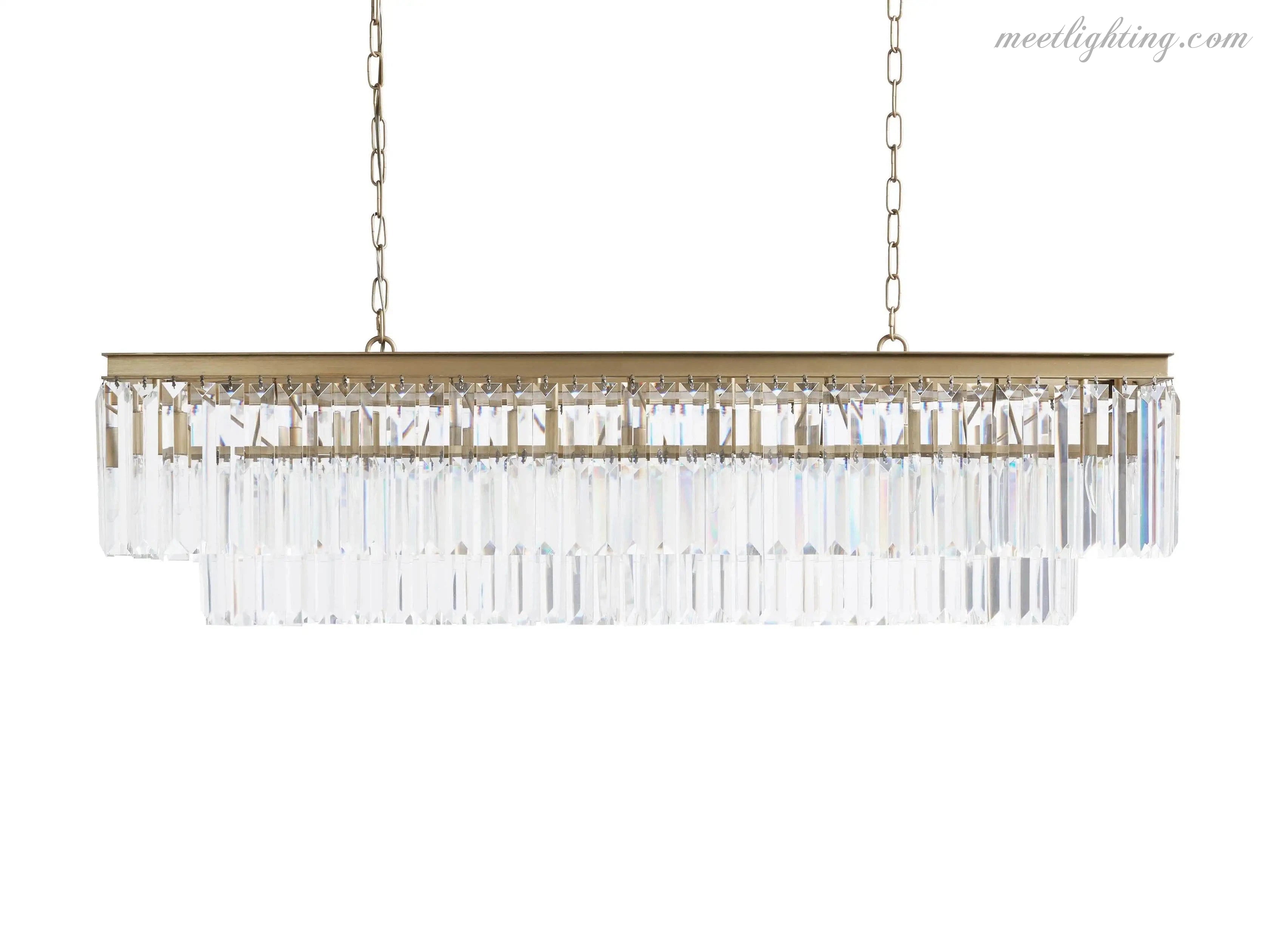 Leyland Tiered Rectangular Crystal Chandelier-MEET LIGHTING