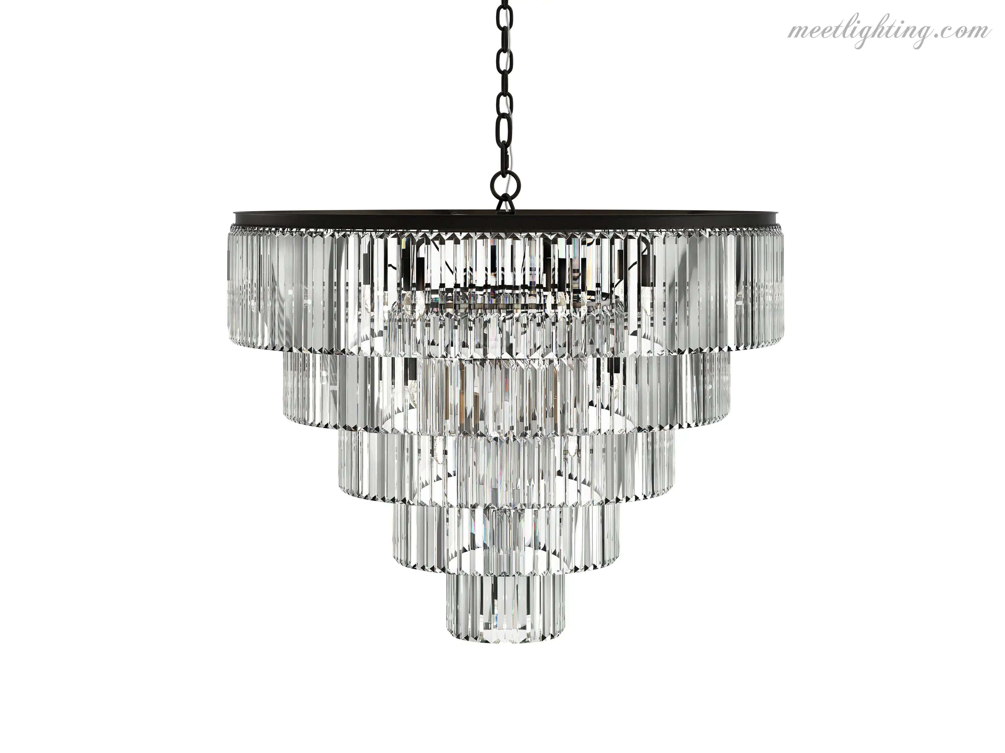 Leyland Crystal Tiered Round Crystal Chandelier-MEET LIGHTING