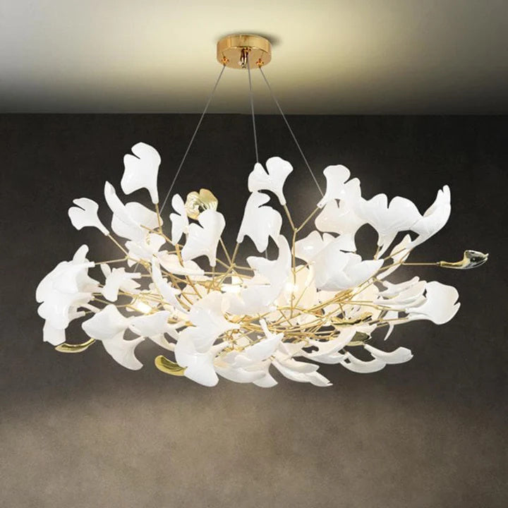 Luxury Ceramic Ginkgo Petal Chandelier-MEET LIGHTING