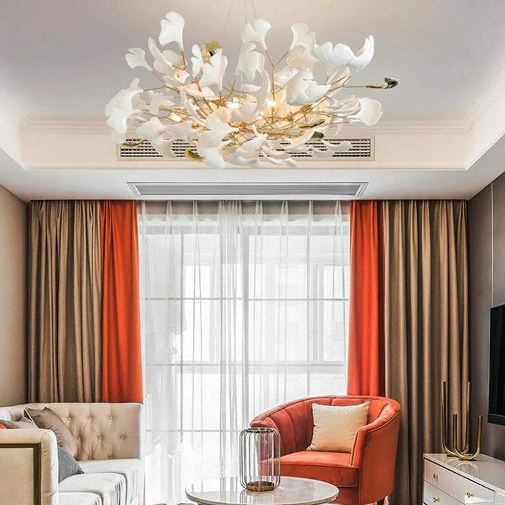 Luxury Ceramic Ginkgo Petal Chandelier-MEET LIGHTING
