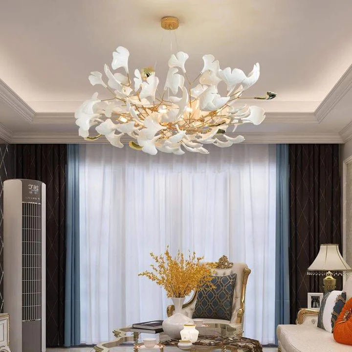 Luxury Ceramic Ginkgo Petal Chandelier-MEET LIGHTING