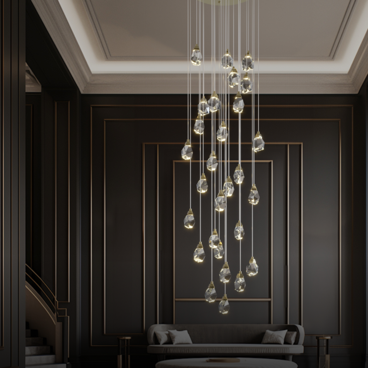 Masonry Faceted Crystal Prisms Chandelier-MEET LIGHTING