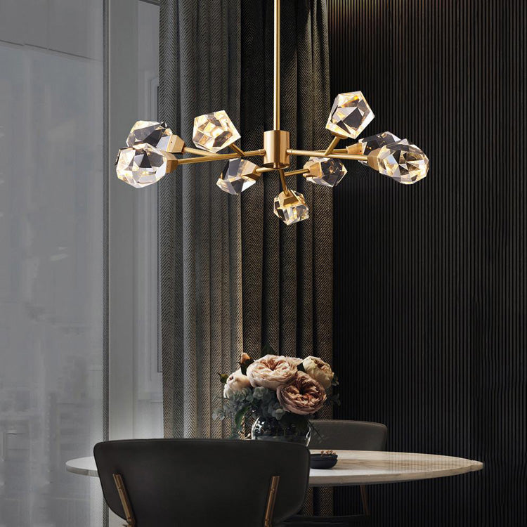 Masonry Faceted Crystal Prisms Chandelier-MEET LIGHTING