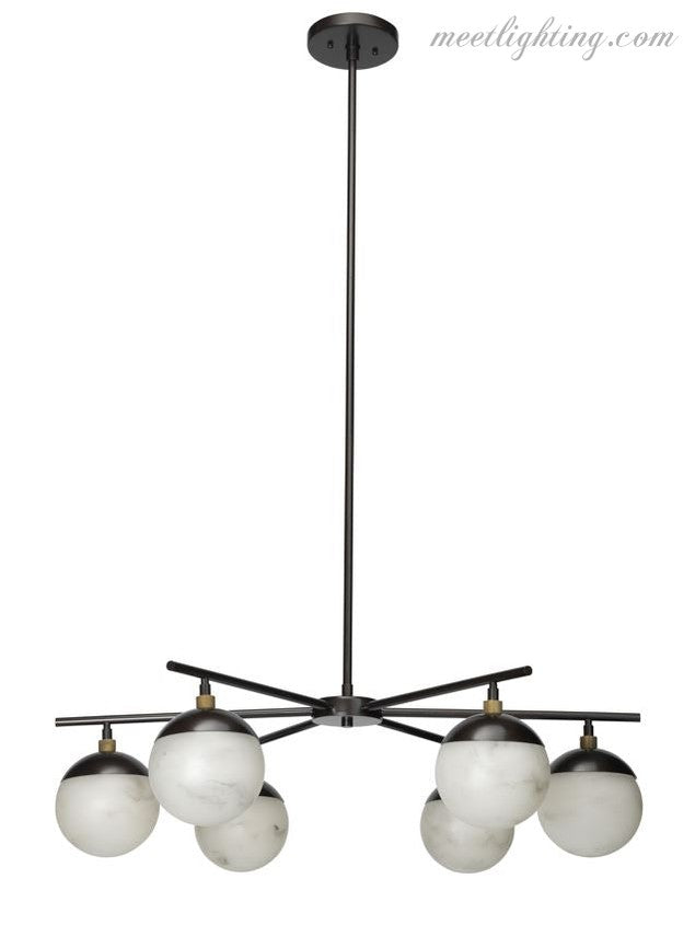 Metro Alabaster 6 Light Chandelier-MEET LIGHTING