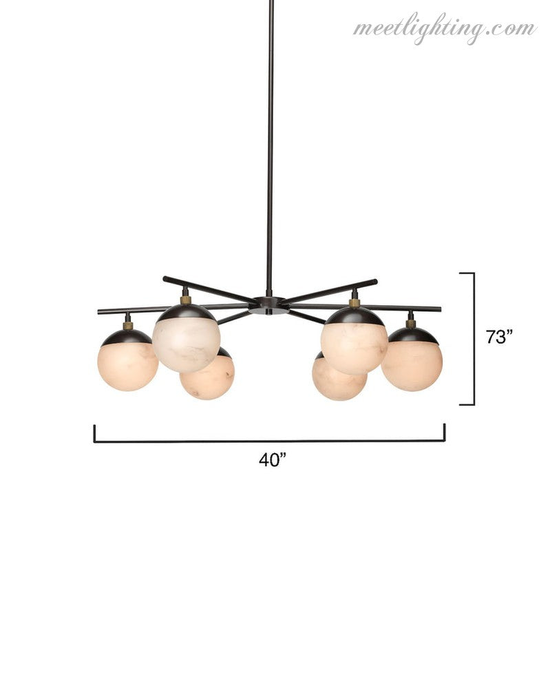 Metro Alabaster 6 Light Chandelier-MEET LIGHTING