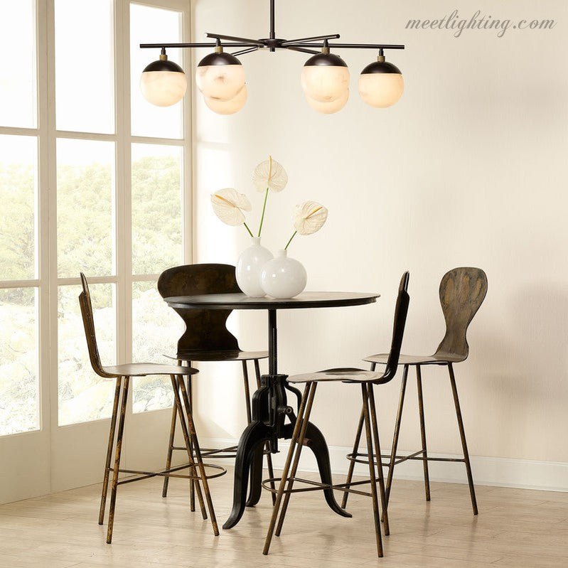 Metro Alabaster 6 Light Chandelier-MEET LIGHTING