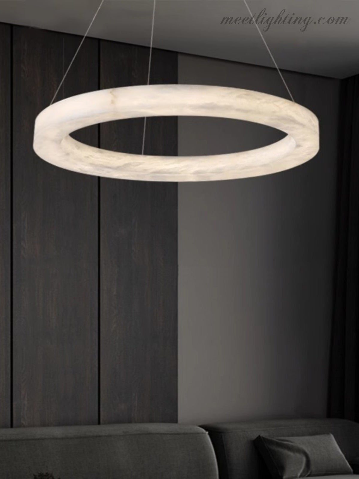 Modern Alabaster Ring Chandelier Halo Chandelier For Living Room-MEET LIGHTING