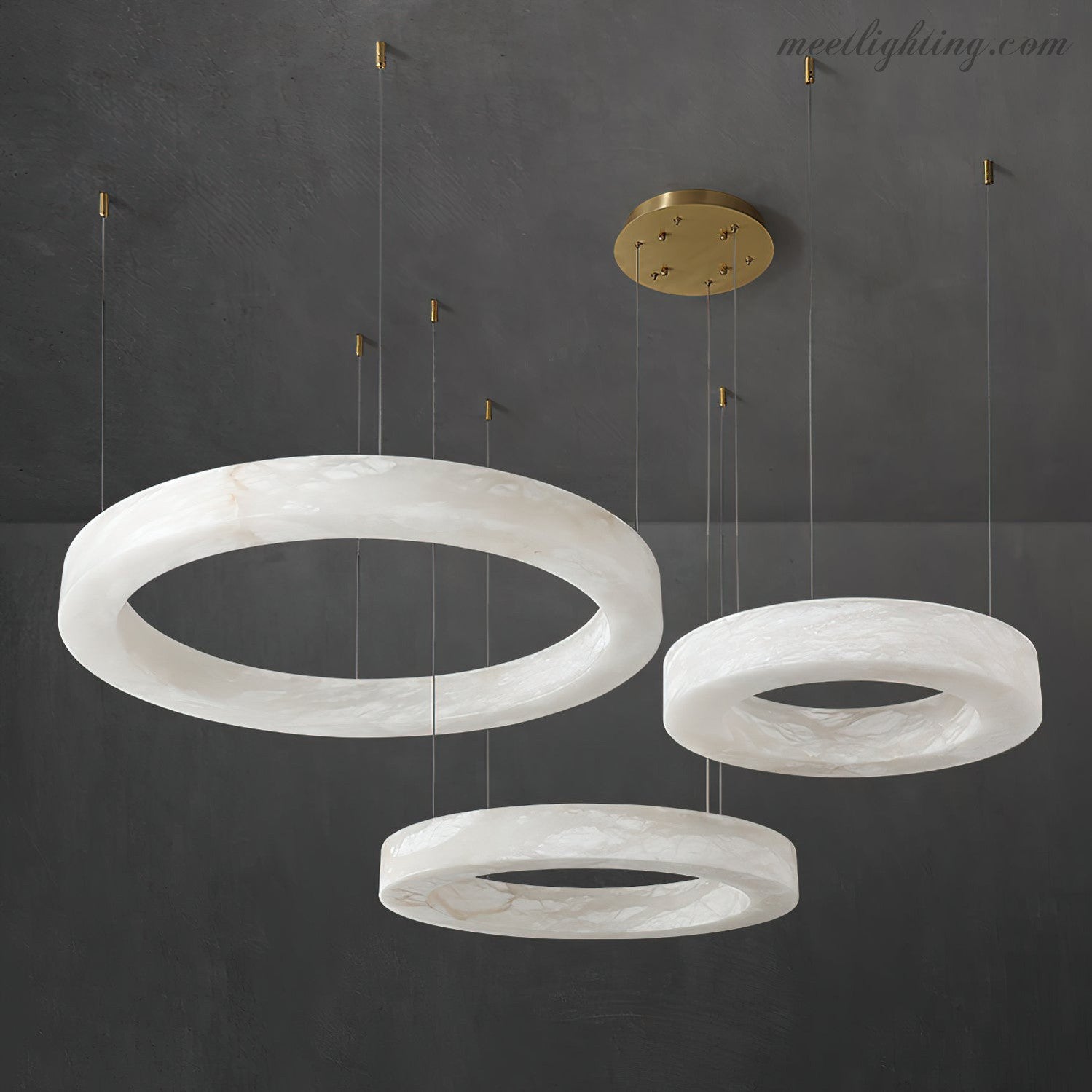 Modern Alabaster Ring Chandelier Halo Chandelier For Living Room-MEET LIGHTING