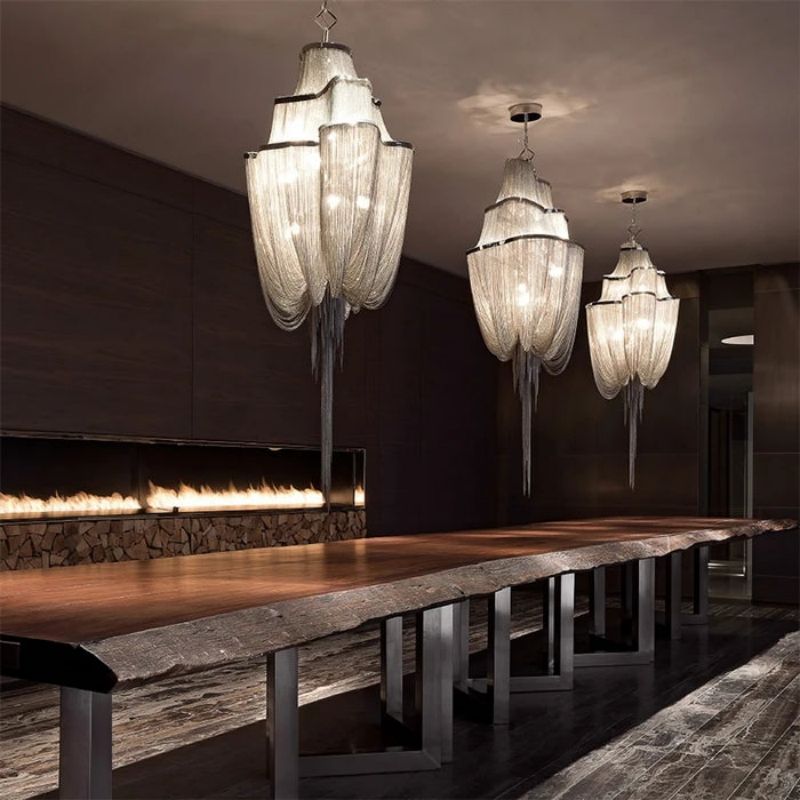 Modern Aluminum Chain Tassel Chandelier-MEET LIGHTING