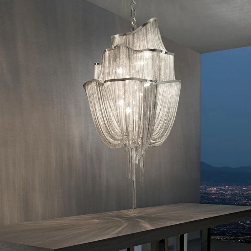Modern Aluminum Chain Tassel Chandelier-MEET LIGHTING