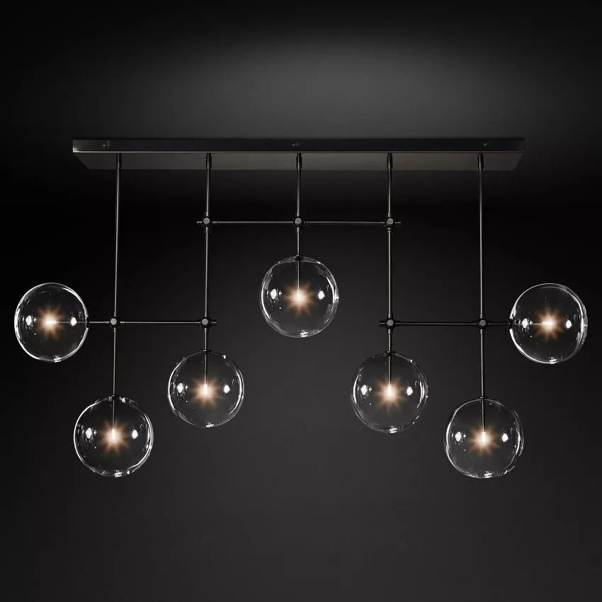 Modern Glass Globe Linear Chandelier 50'' 60"-MEET LIGHTING