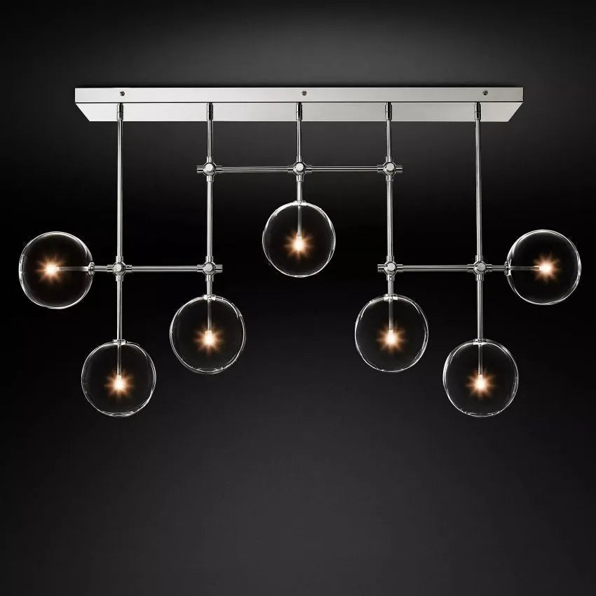 Modern Glass Globe Linear Chandelier 50'' 60"-MEET LIGHTING