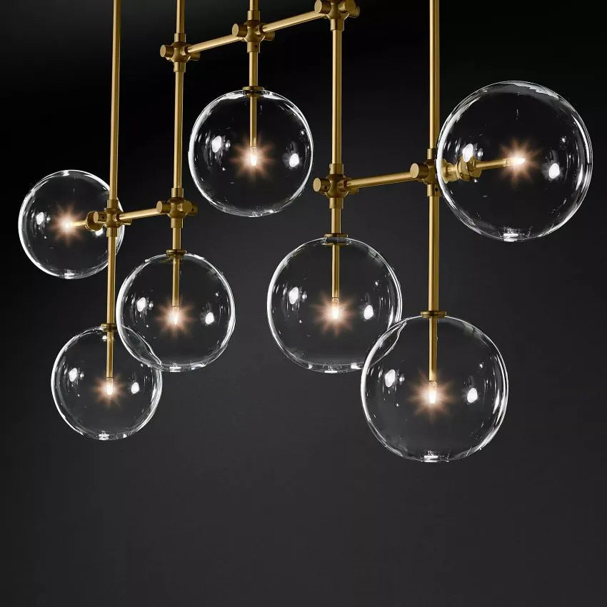 Modern Glass Globe Linear Chandelier 50'' 60"-MEET LIGHTING