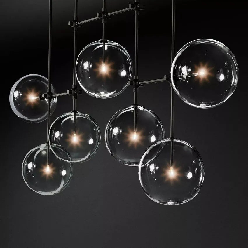Modern Glass Globe Linear Chandelier 50'' 60"-MEET LIGHTING