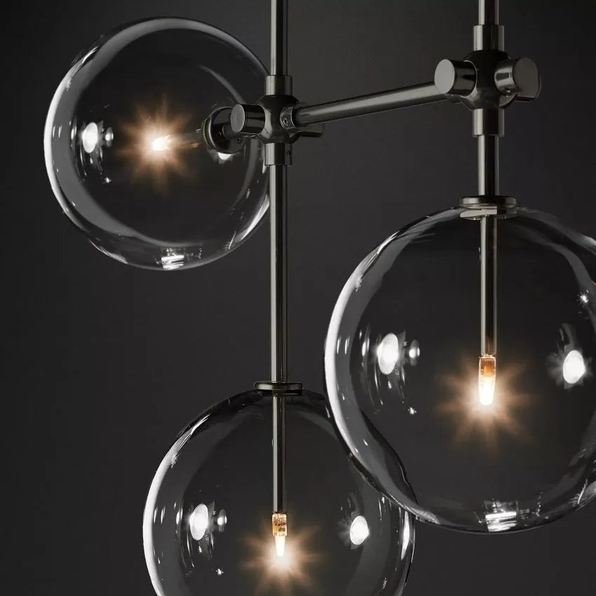 Modern Glass Globe Linear Chandelier 50'' 60"-MEET LIGHTING
