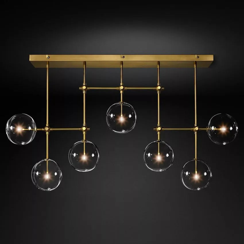 Modern Glass Globe Linear Chandelier 50'' 60"-MEET LIGHTING