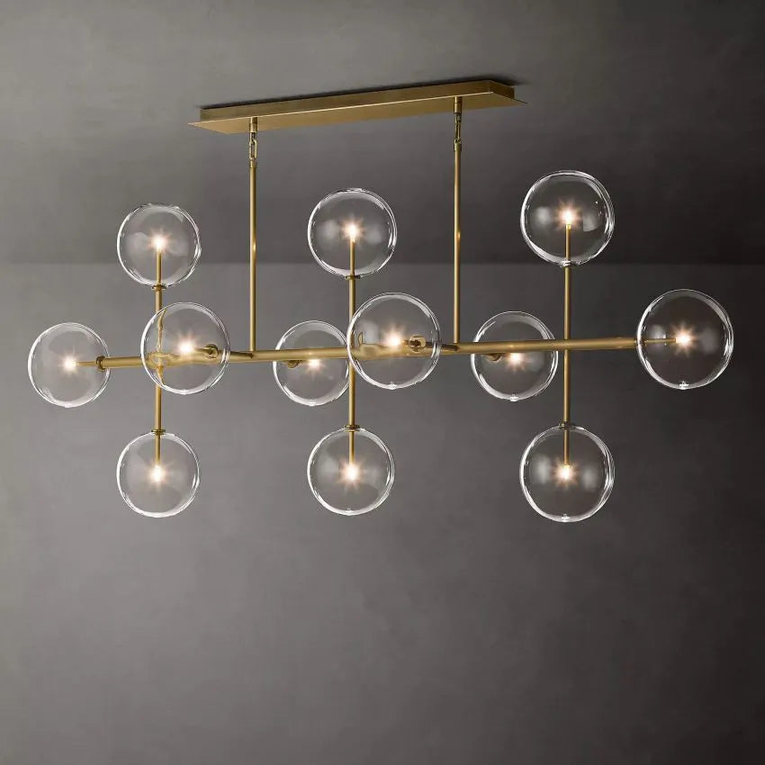 Modern Glass Globe Linear Chandelier 58"-MEET LIGHTING