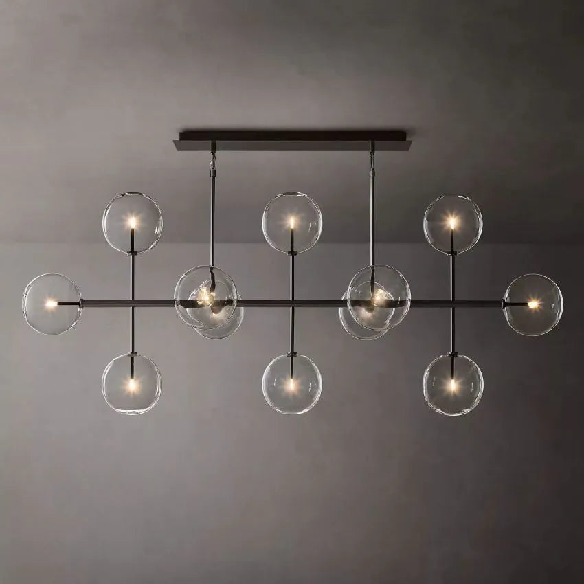 Modern Glass Globe Linear Chandelier 58"-MEET LIGHTING