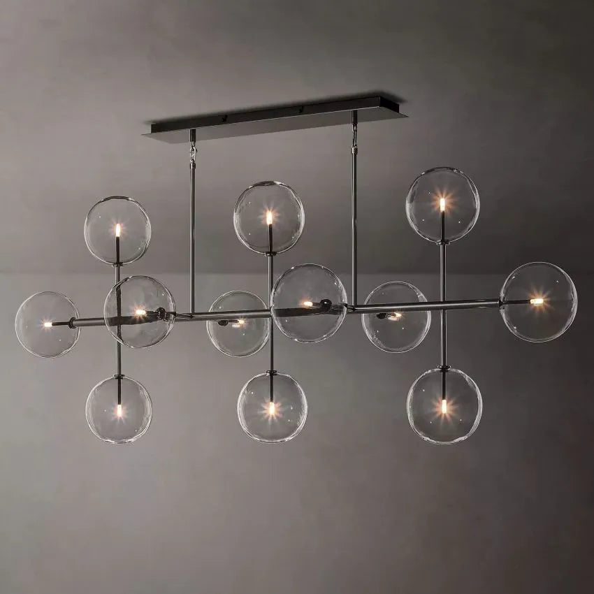 Modern Glass Globe Linear Chandelier 58"-MEET LIGHTING