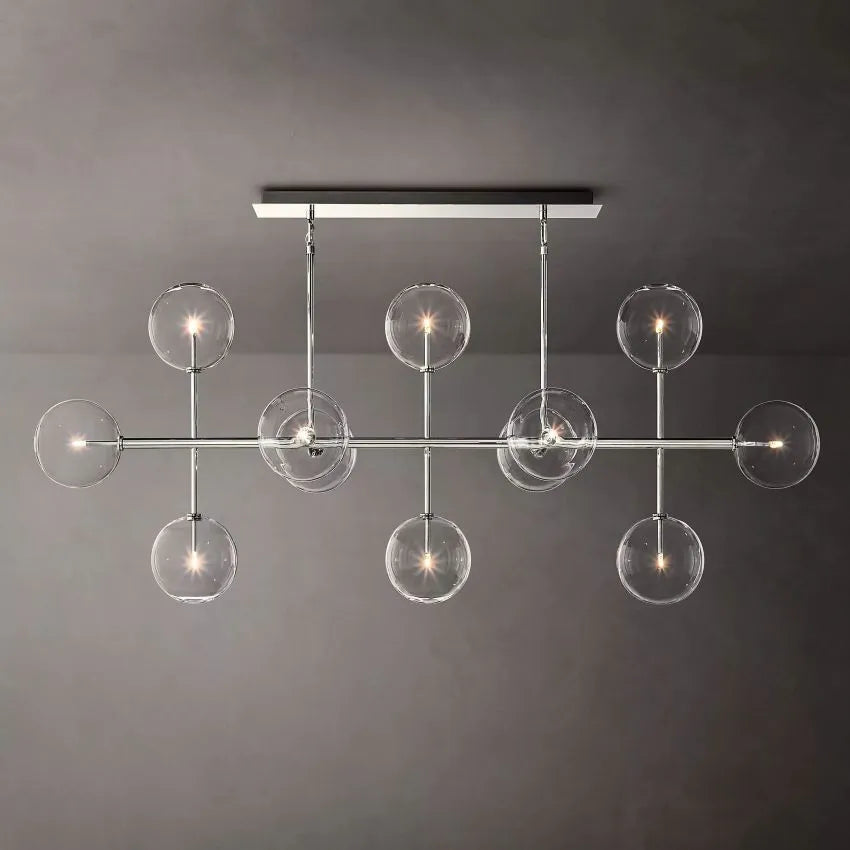 Modern Glass Globe Linear Chandelier 58"-MEET LIGHTING