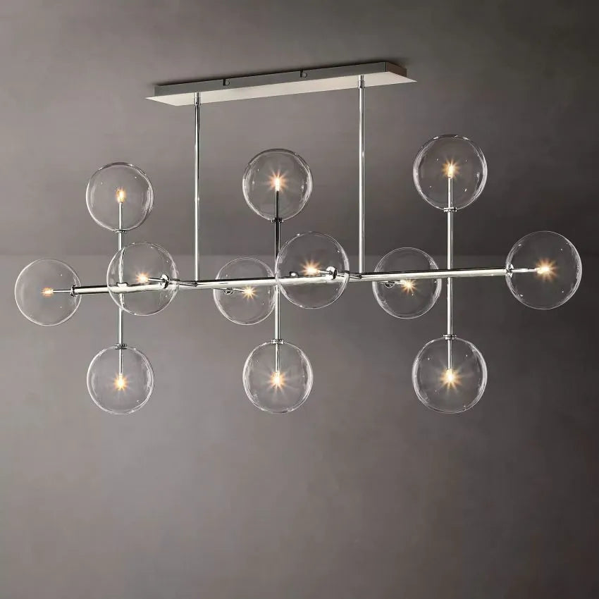 Modern Glass Globe Linear Chandelier 58"-MEET LIGHTING